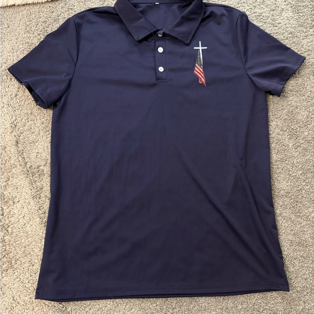 Polo Shirt with Cross and Flag